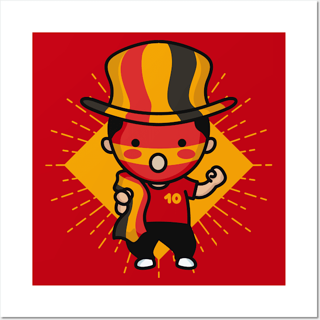 Cute Belgium Football Fan // Kawaii Cute Belgian Soccer Supporter Wall Art by SLAG_Creative